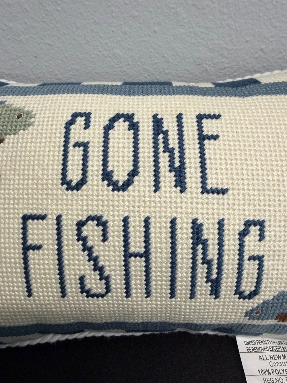Micheal Strahan | “Gone Fishing” 🎣 Embroidered Pillow